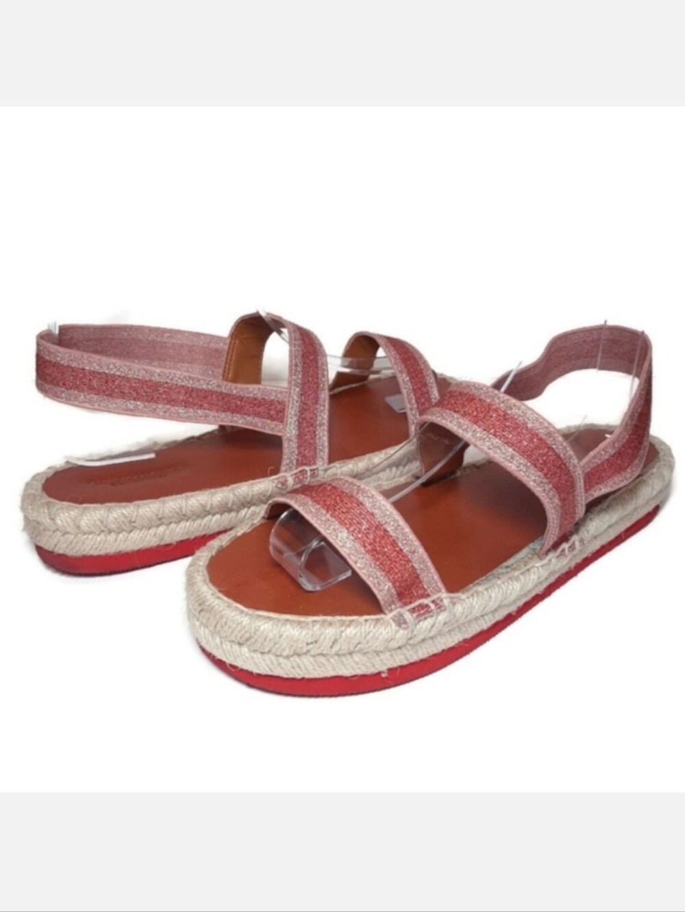 American Eagle Glitter Espadrille Platform Sandals Wide Stretchy Straps
